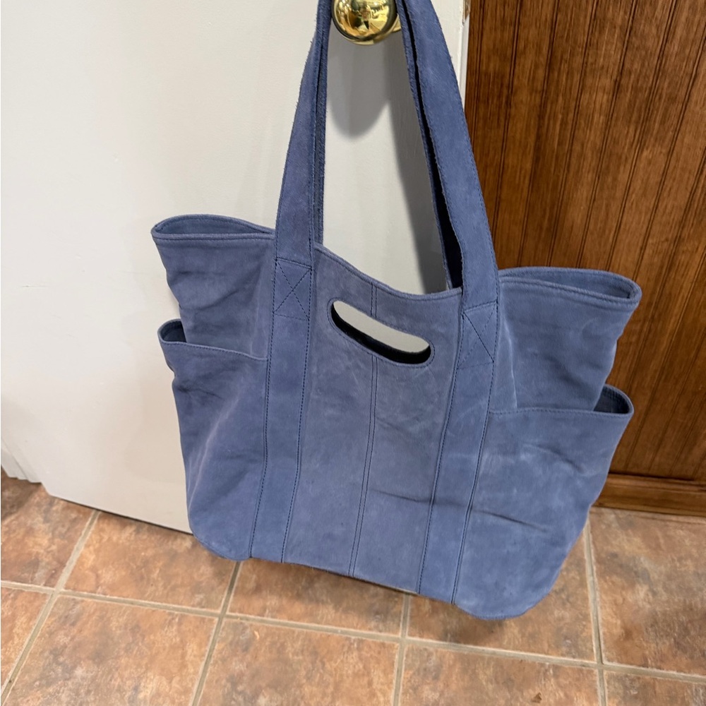 Free People Blue Suede Tote Bag